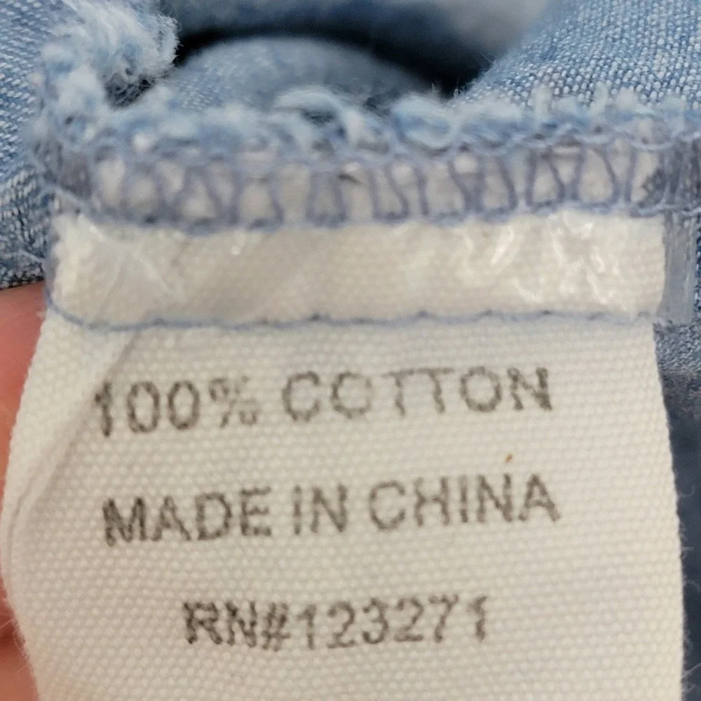 Denim Sundress XL Button Front Midi  Blue Coastal Granddaughter Cottagecore